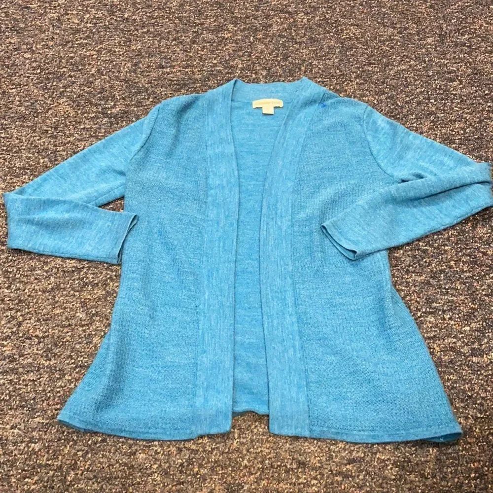 Coldwater Creek Teal Open Cardigan Merino Wool S